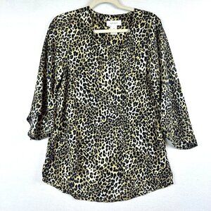 Karen Kane Cheetah Animal Prints Blouse Womens Size XS Boho Safari Tropical